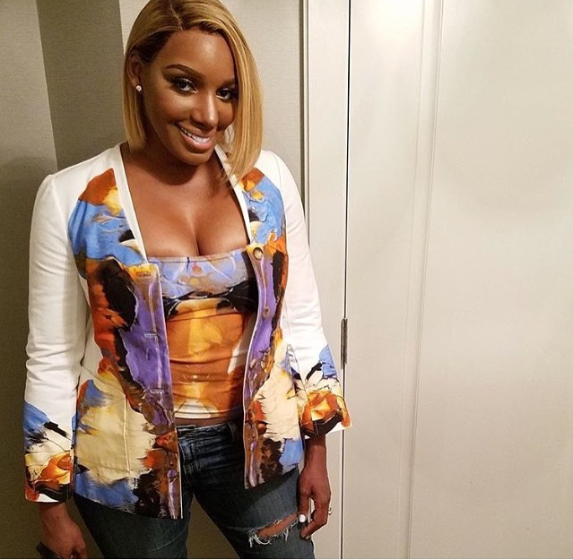 4 Nene Leakes's Instagram Ralph Rucci Resort 2014 Rorschach Printed Purple and Yellow Top and Cardigan