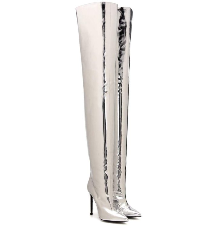 Balenciaga's Silver Metallic Thigh High Boots