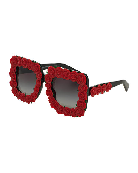 Dolce-and-Gabbana-Rose-Embellished-Square-Sunglasses-1