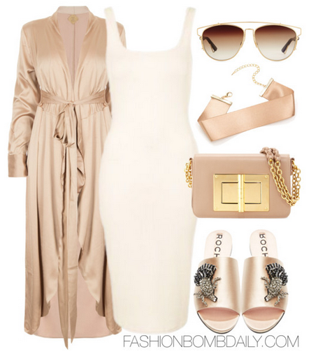 Summer 2016 Style Inspiration Five Fab Ways to Wear Flats Topshop Midi Dress Tom Ford Natalia Bag Rochas Embellished Sandal Dior Technologic Cutout Aviator Sunglasses