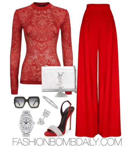 Summer 2016 Style Inspiration What to Wear to Cocktails with Claire Balmain Lace Knit Long Sleeve Top Giuseppe Zanotti Coline Slingback Sandal Saint Laurent Metallic Classic Monogram Bag