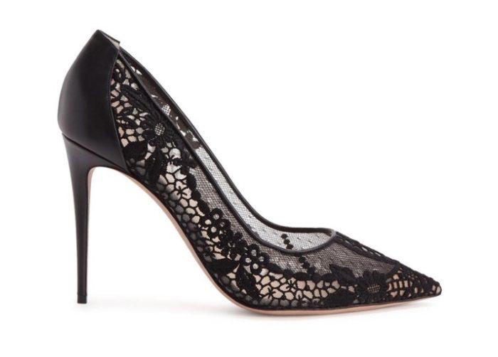 Valentino Fusion 100 Lace and Leather Court Pumps