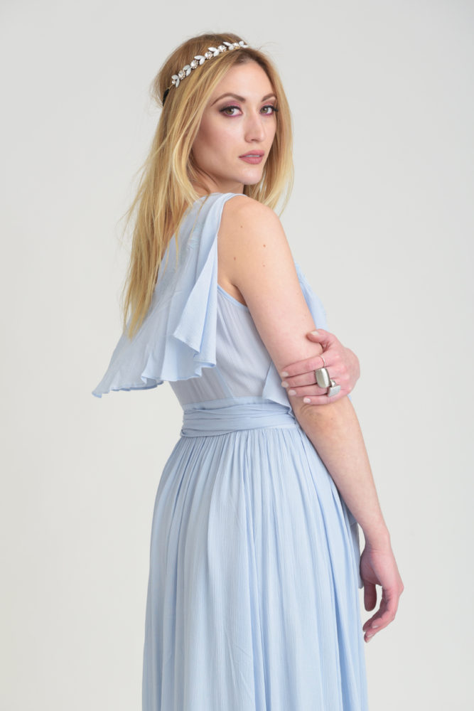 united front blue short sleeve maxi dress