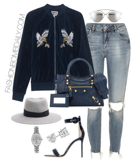 Fall 2016 Style Inspiration 4 Velvet Inspired Outfit Ideas Pam &b Gela Embroidered Velvet Track Jacket Gianvito Rossi Velvet Portofino Balenciaga Mini City Bag