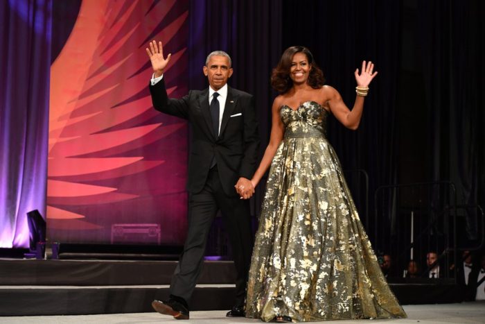 First Lady Michelle Obama Wears Naeem Khan Gold Strapless Gown to the Phoenix Awards Dinner 0 Michelle-Obama-Gold-Dress-Phoenix-Awards-Dinner-2016