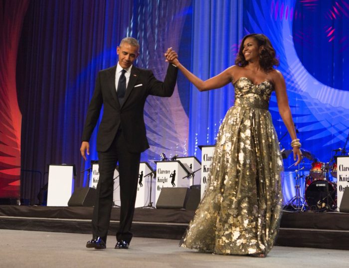 First Lady Michelle Obama Wears Naeem Khan Gold Strapless Gown to the Phoenix Awards Dinner 8 Michelle-Obama-Gold-Dress-Phoenix-Awards-Dinner-2016
