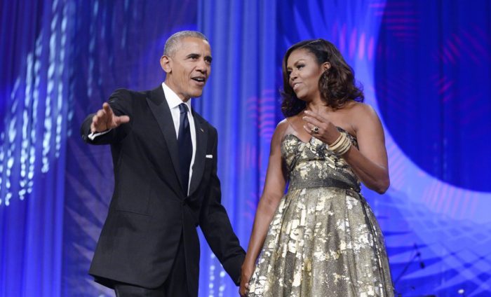 First Lady Michelle Obama Wears Naeem Khan Gold Strapless Gown to the Phoenix Awards Dinner Michelle-Obama-Gold-Dress-Phoenix-Awards-Dinner-2016