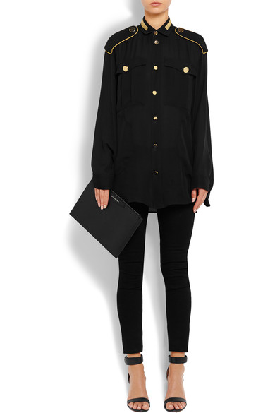 Givenchy-metallic-embroidered-blouse in black-silk-georgette