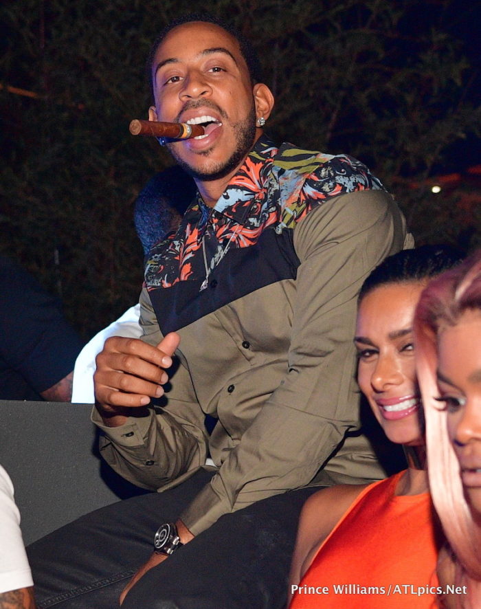 Ludacris in Versace Contrast Floral Print Olive Green Shirt