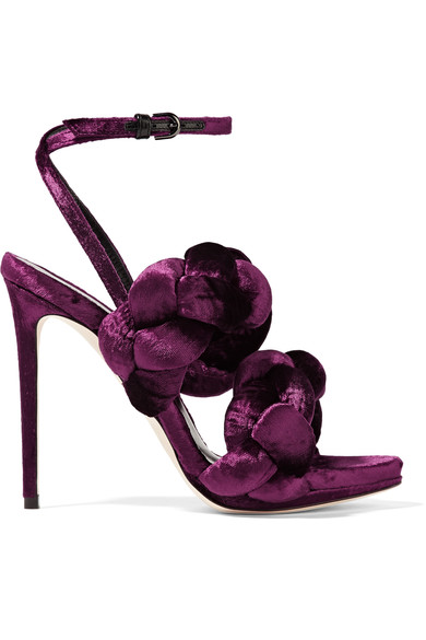 marco de vincenzo braided velvet sandals grape purple