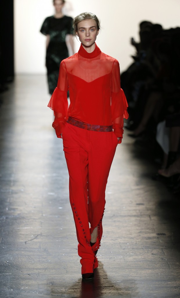 prabal-gurung-fall-2016-red-waistband-trousers-button-leg-detailing-blouse