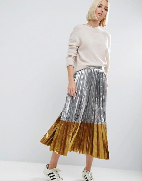 bomb-product-of-the-day-asos-pleated-midi-skirt-in-metallic-with-contrast-hem-1