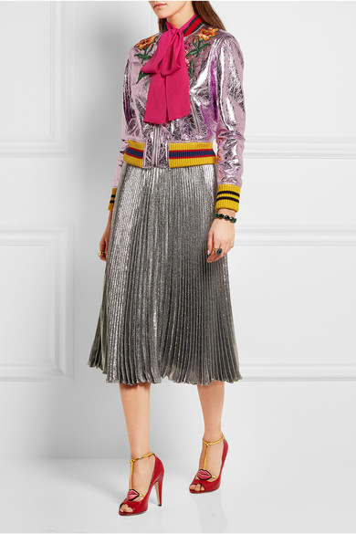 Bomb-Product-of-the-Day-Gucci-Appliqued-metallic-textured-leather-bomber-jacket-2