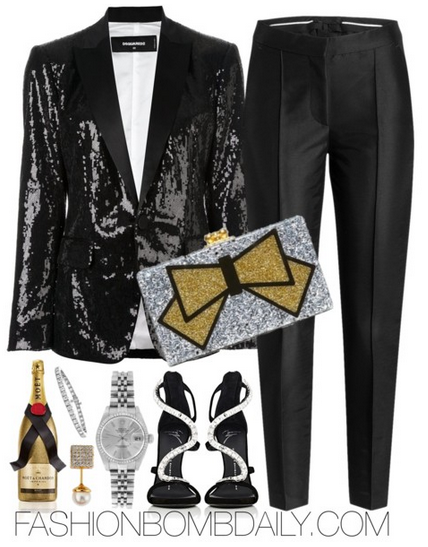 winter-2016-style-inspiration-what-to-wear-for-new-years-eve-dsquared2-london-peak-sequined-blazer-giuseppe-zanotti-crystal-embellished-sandal-edie-parker-jean-bow-clutch