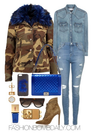 winter-2017-style-inspiration-4-stylish-ways-to-wear-camo-boohoo-charlotte-faux-fur-trim-camo-jacket-chanel-electric-blue-boy-bag-gianvito-rossi-lace-up-ankle-boots
