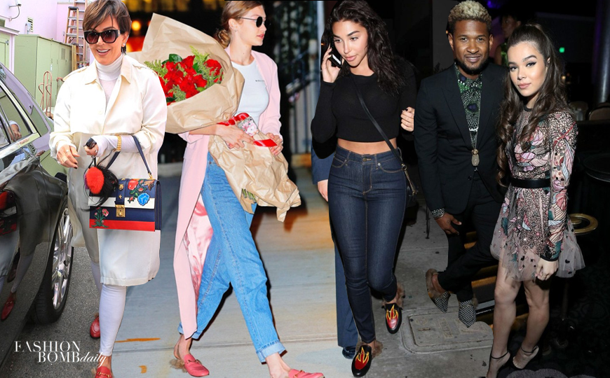 celebrities wearing gucci princetown slippers