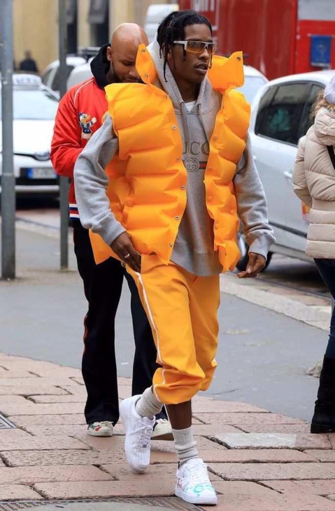 A$AP Rocky Braces the Cold in a Color-Blocked Puffer