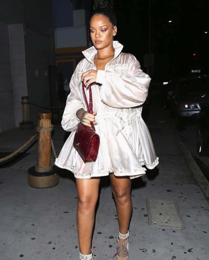 Splurge: Rihanna’s LA $2,600 Fenty x Puma Vanilla Ice Tiered Elastic ...