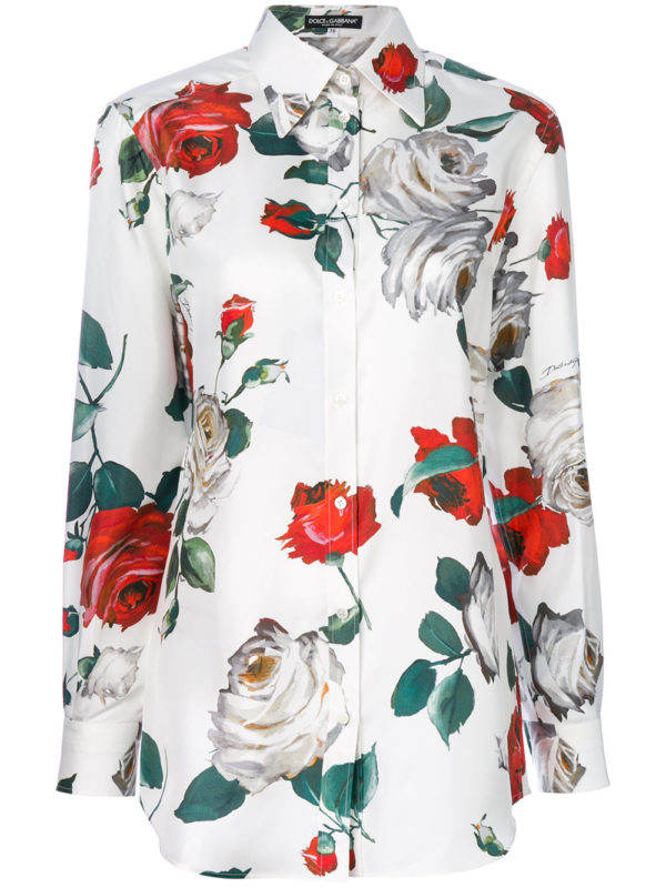 Splurge: Kris Jenner’s Instagram Dolce & Gabbana Rose Print Silk Blouse ...