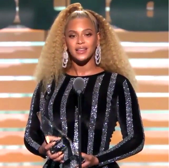 beyonce black and silver dress