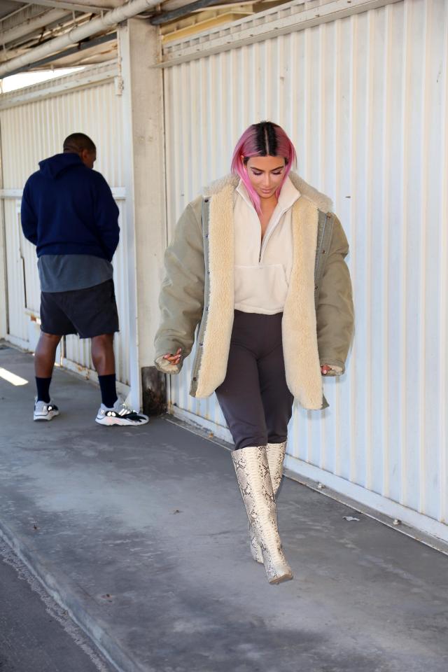 Kim Kardashian Steps Out Debuting Pink 