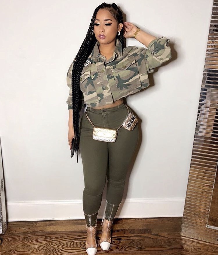Get The Look: Tammy Rivera Poses in Olive Colored Fashion Nova Jeans ...