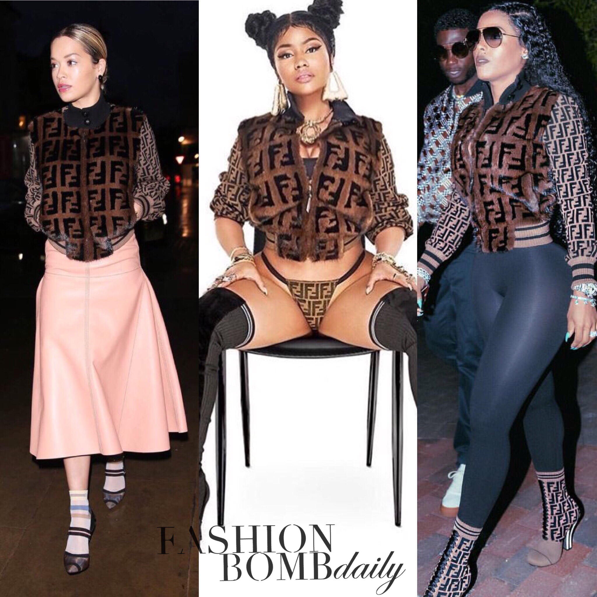 Who Wore It Better? Rita Ora, Nicki Minaj, and Keyshia Ka'Oir in Fendi SS18  Fur Bomber – Fashion Bomb Daily
