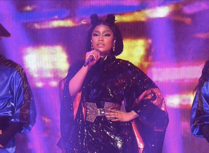 Nicki Minaj Performs On Saturday Night Live Wearing Custom Vex Clothing ...