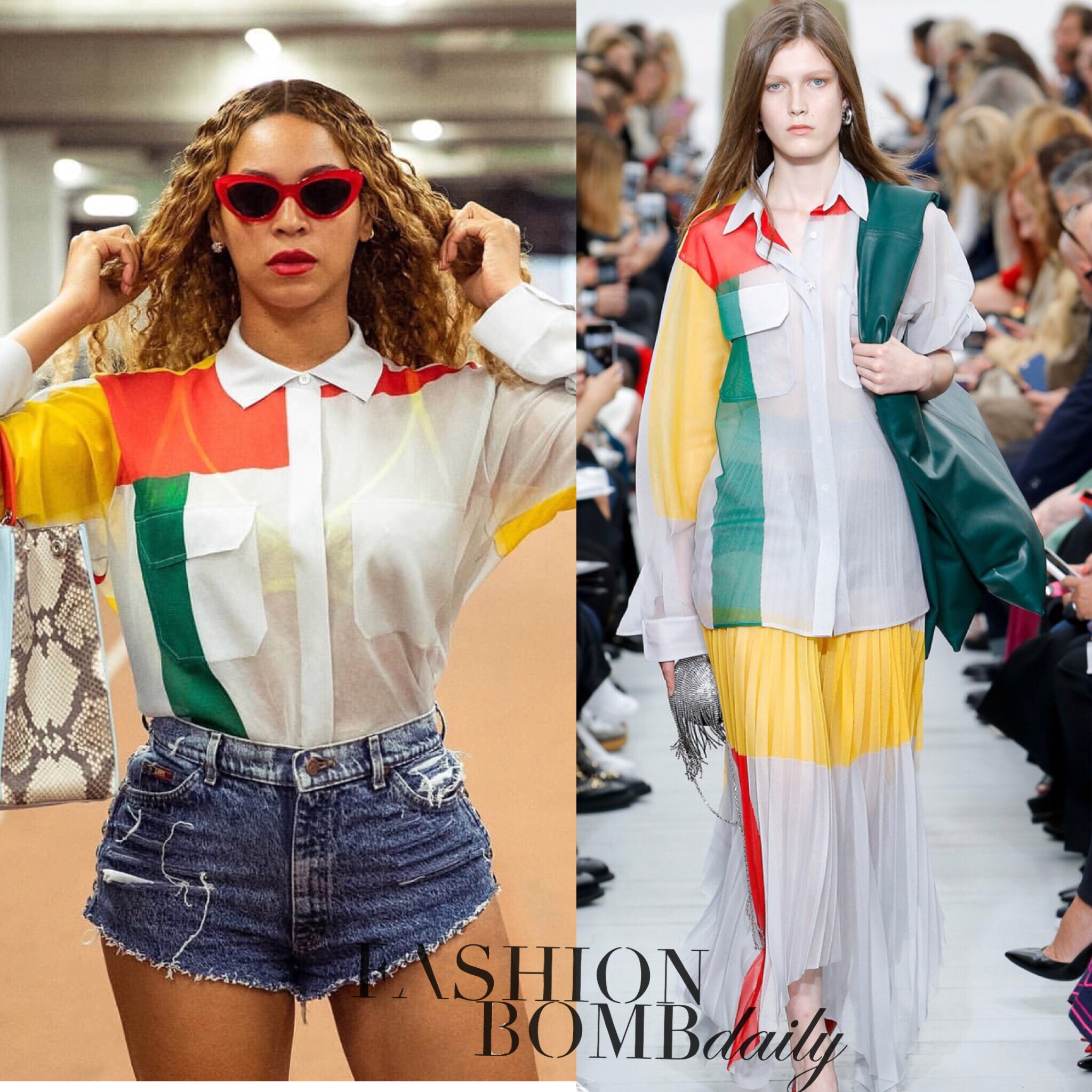 Beyonce Poses for the 'Gram in a Celine Spring 2018 Colorblock