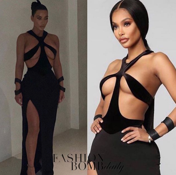 kim kardashian black dress fashion nova