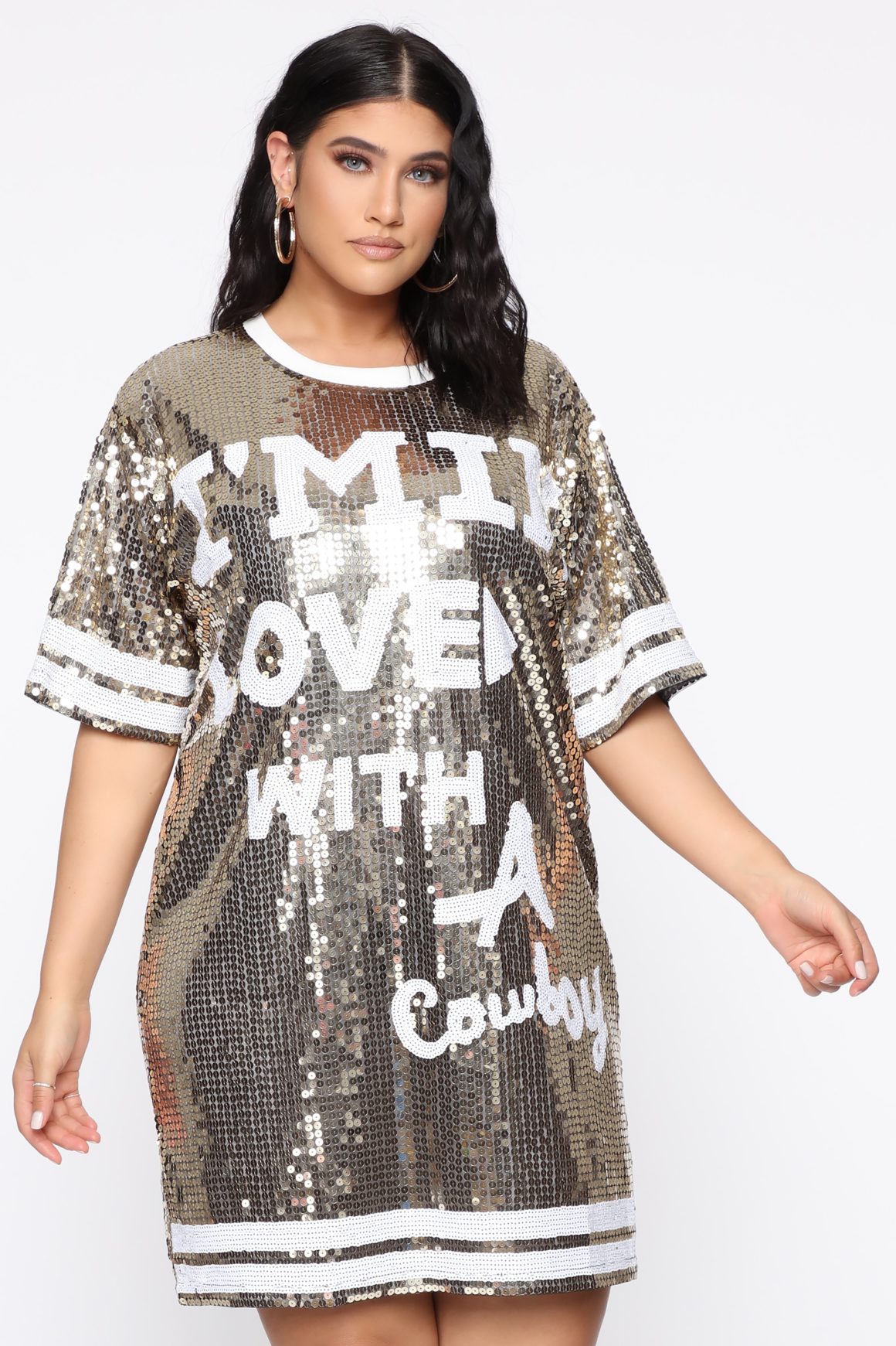 Angela Simmons Shimmered in a Sequined Fashion Nova T-Shirt Dress ...