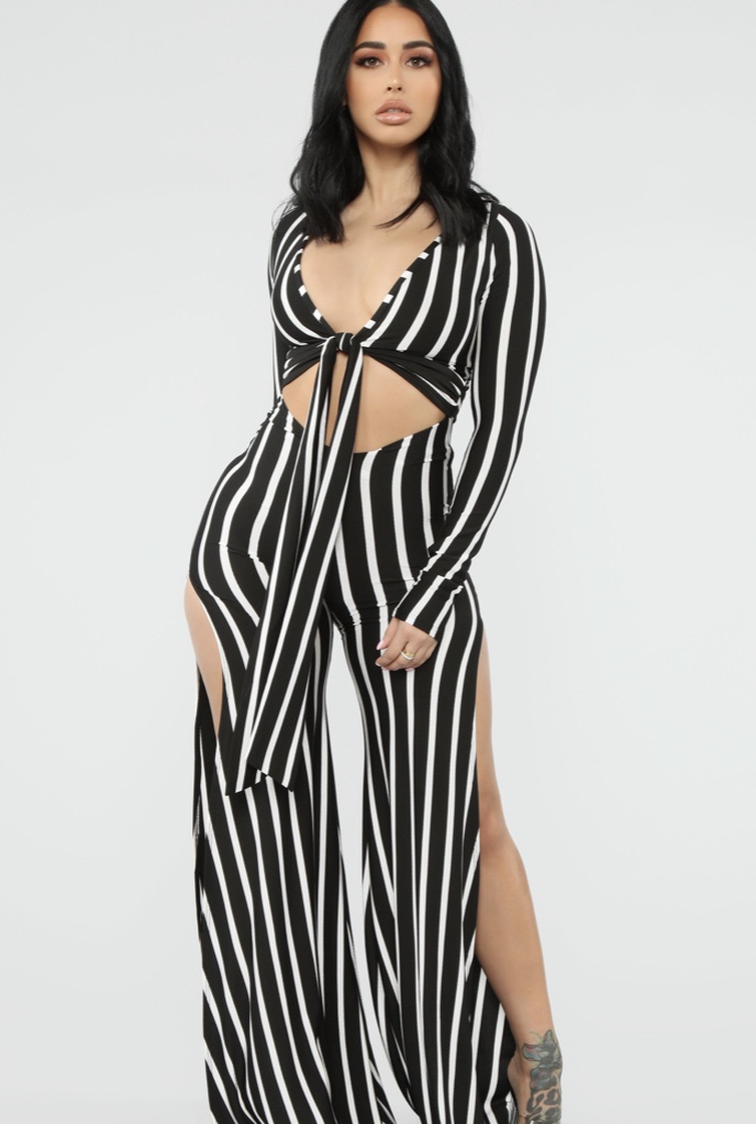 Emily B. Looks Like a Star in Black and White Stripes: Jumpsuit by ...