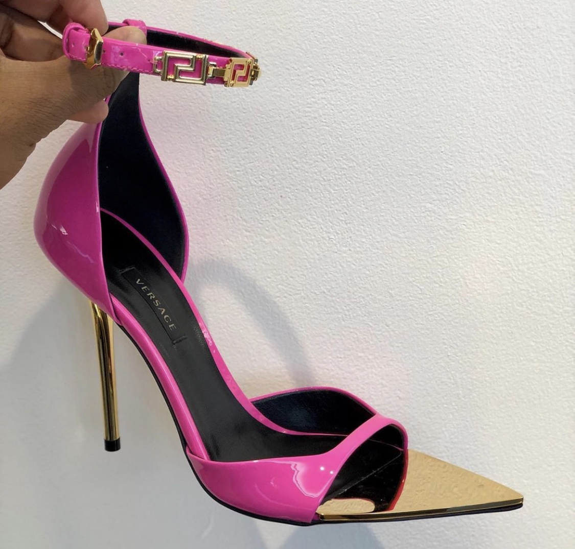 pink versace heels