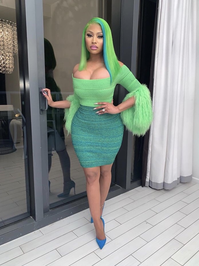 Nicki Minaj Ends Her Social Media Hiatus! She Posed Wearing $7,200 in  Camouflage Christian Dior, A Logo Printed Burberry Sports Bra with Matching  Leggings, Green Mark Fast, and more! – Fashion Bomb Daily
