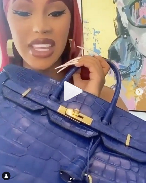 Cardi B Flaunts $95,500 Hermes Blue Crocodile 30 Birkin Bag for the Gram +  Kulture Gets Pink Birkin + Why Birkin Bags are So Expensive – Fashion Bomb  Daily