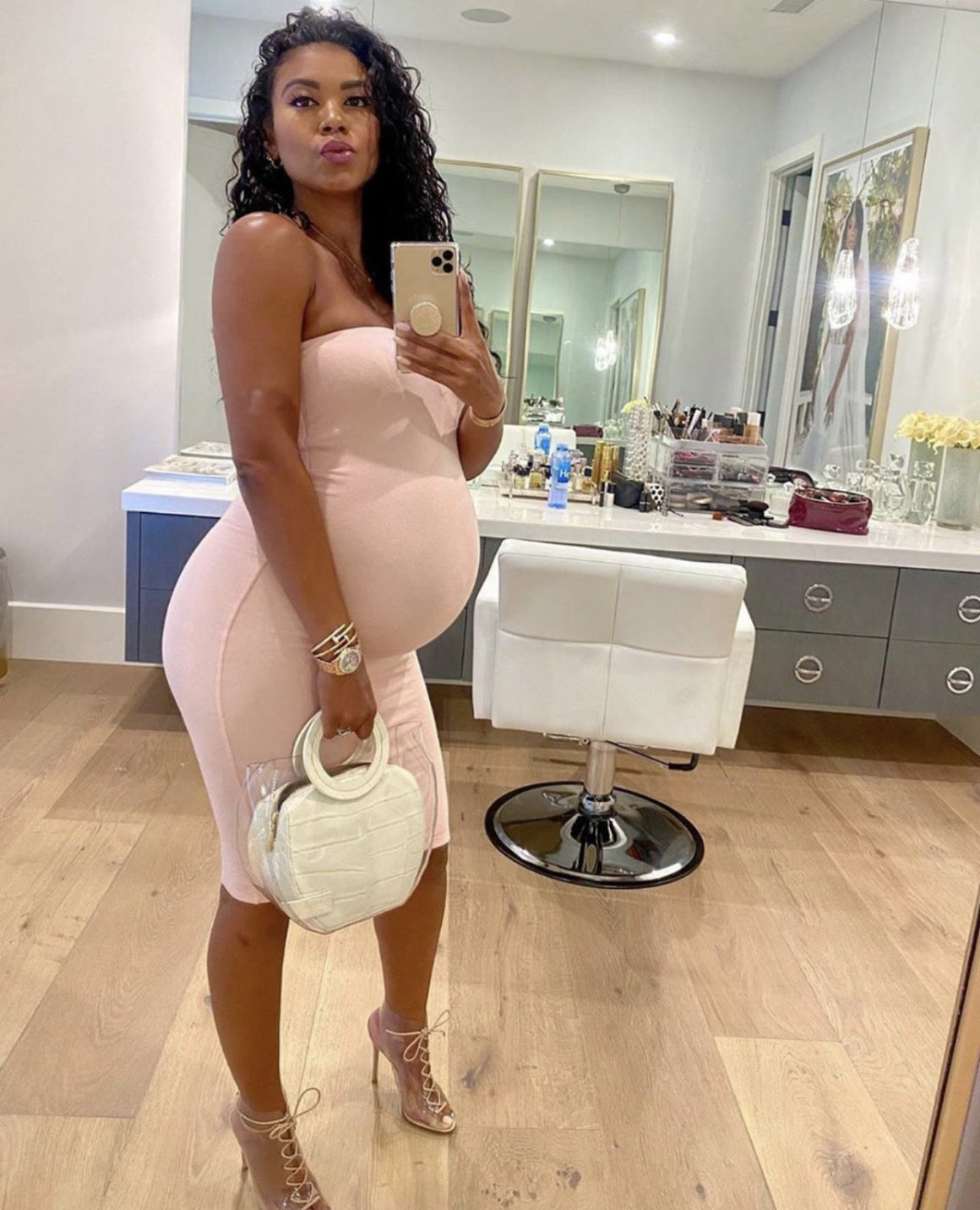 Eniko Hart Showed Off Her Baby Bump in a Naked Wardrobe Dress! – Fashion  Bomb Daily