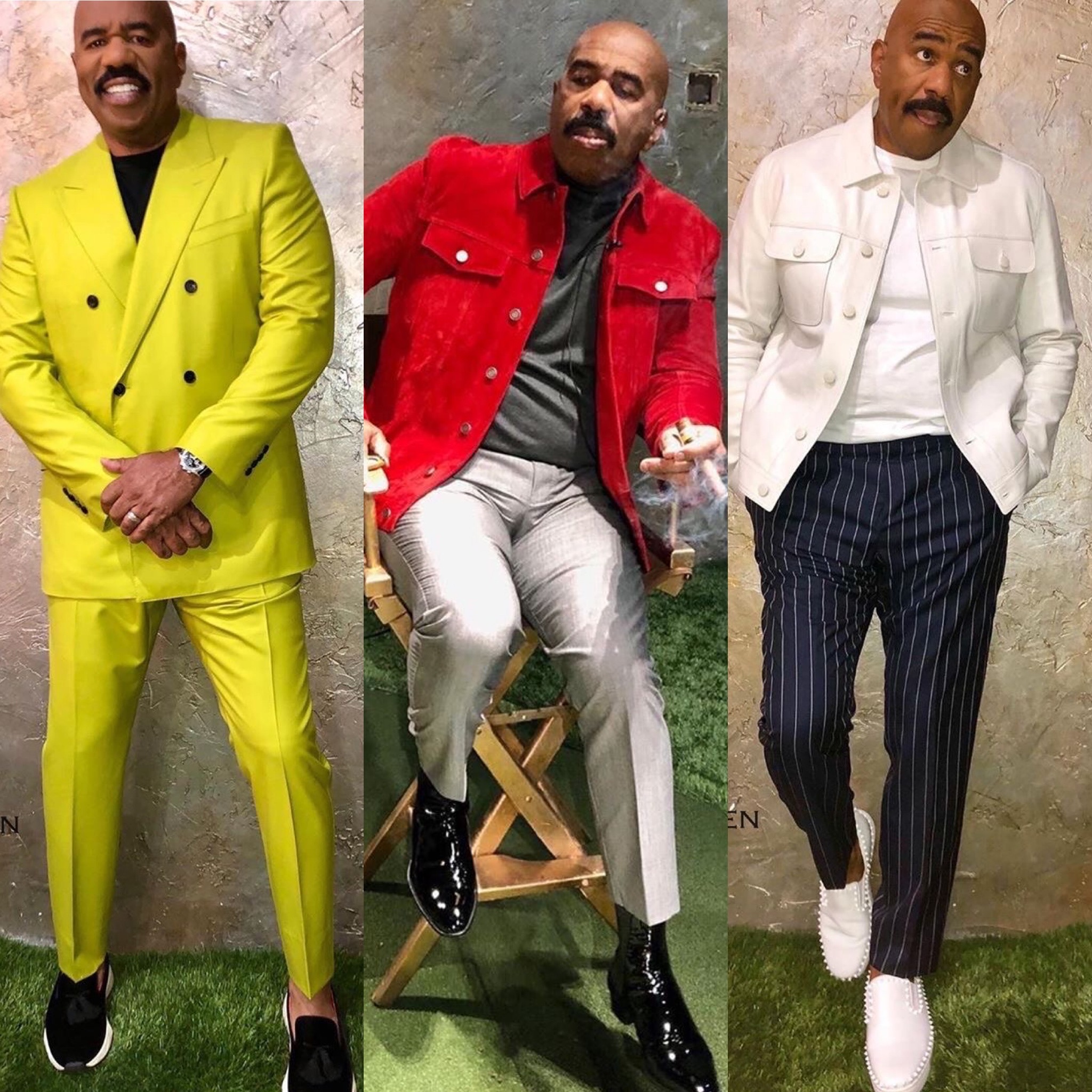 Fashion Bomb Men Flash: 10 Style Moments With Steve Harvey in Tom Ford,  Dolce and Gabbana, Louis Vuitton and More!