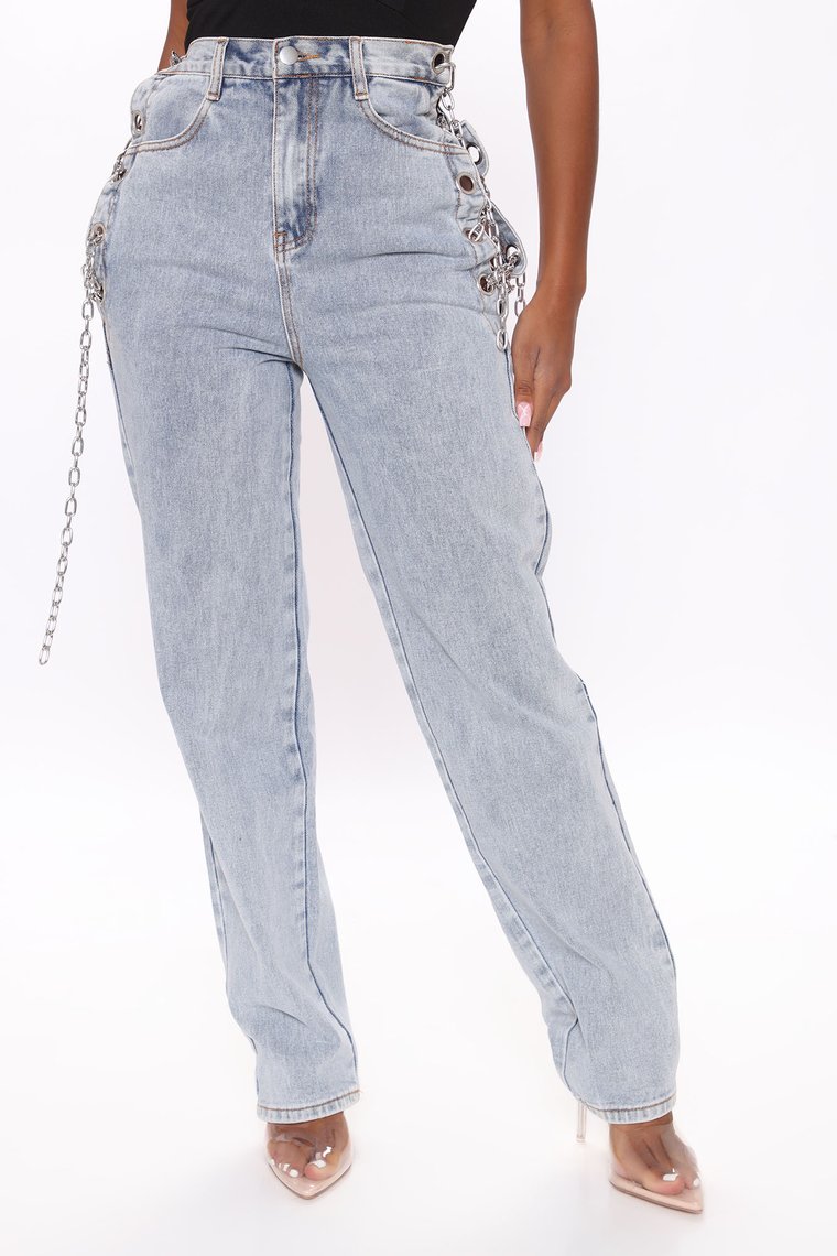 jeans with chains on them