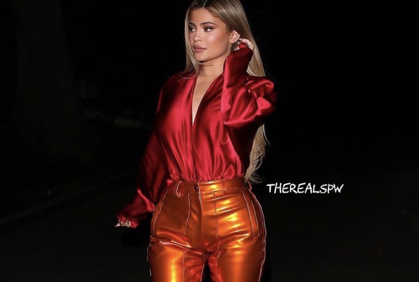 Kylie Jenner Red Baggy Pants Street Style Summer 2020