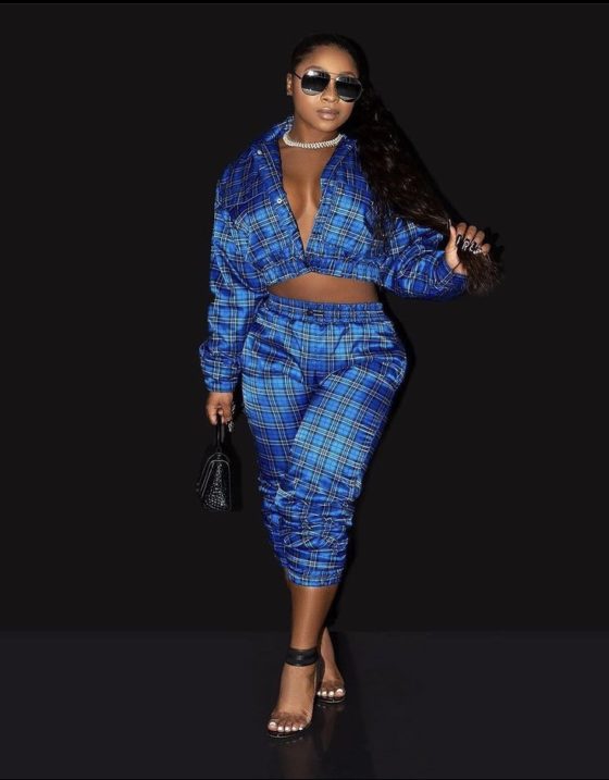 Reginae Carter Posed Wearing Fashion Nova’s Blue Plaid Joggers and ...