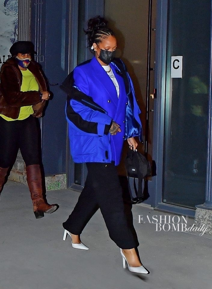 8-Rihanna-Steps-Out-in-NYC-in-a-Blue-Off-the-Shoulder-Balenciaga-Tech-Jacket-YSL-Double-Button-Blazer-and-the-Attico-White-Pumps.jpg