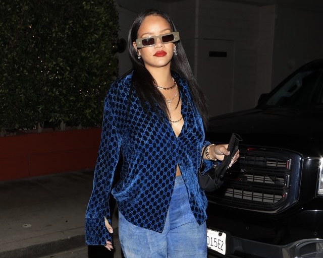 Rihanna Gives Us the Blues in a Good Way Wearing Vintage Gucci Velvet ...