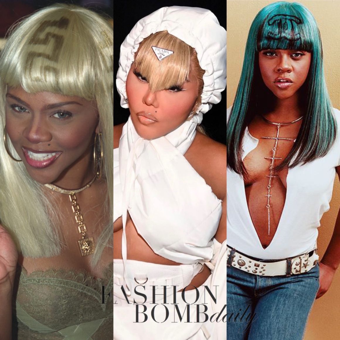 Lil Kim Is the Queen of Designer Logo Hair: Her Prada Bangs at the 2021 BET  Awards + Other Iconic Logo Hair Moments