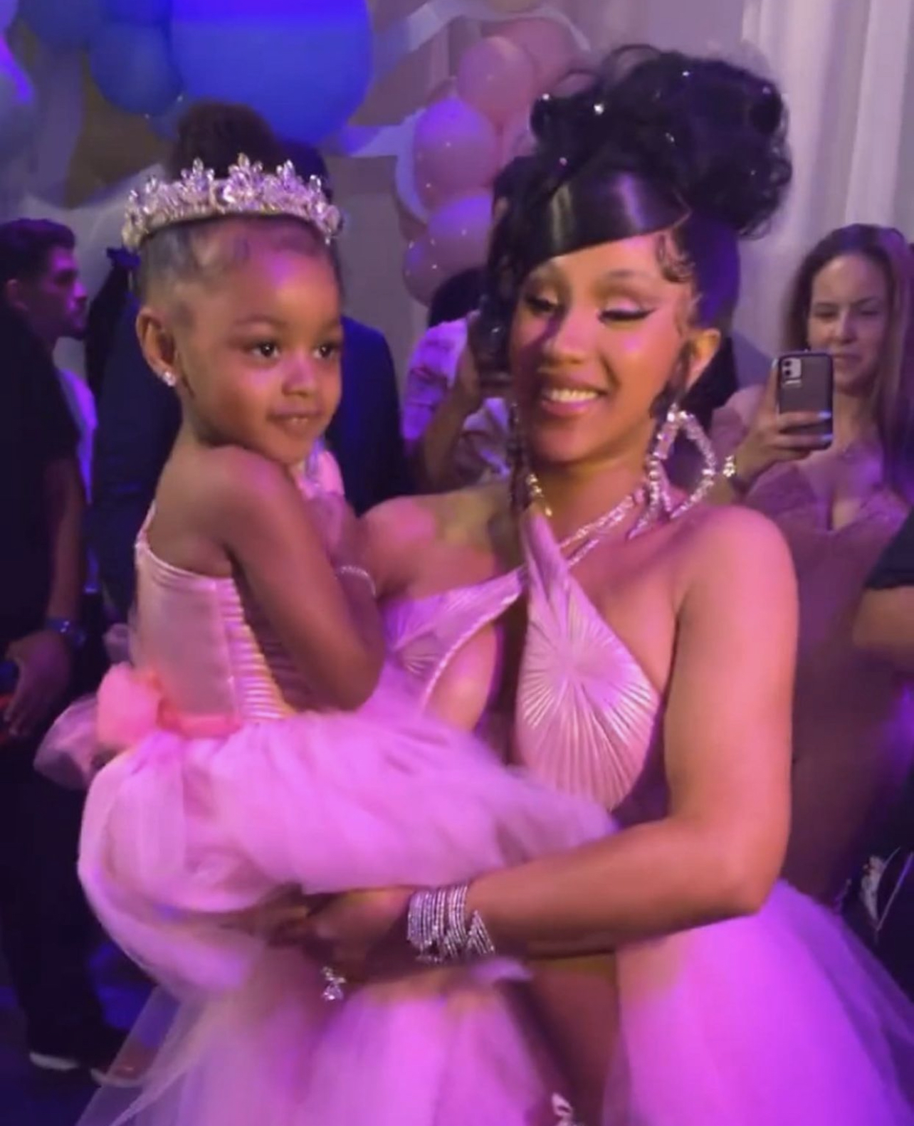 Cardi B and Kulture Don Custom Pink Tulle Dresses by Rey Ortiz for