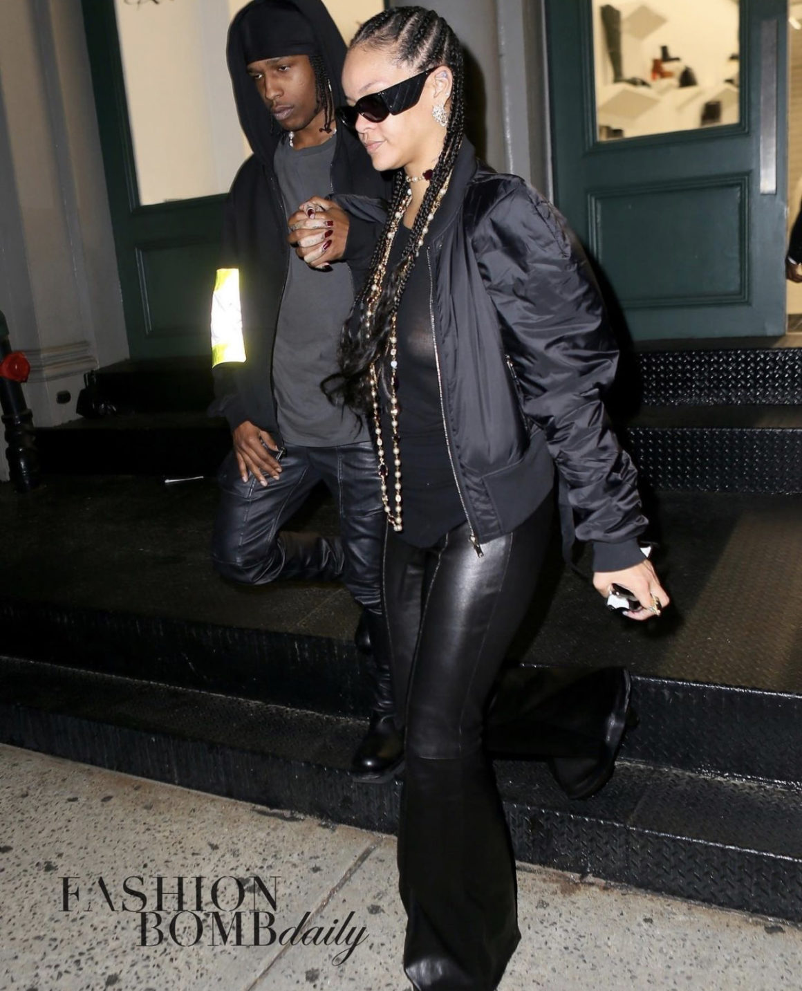 Rihanna Goes for All Black Look, Including Rick Owens Bomber Jacket and  Rosetta Getty Flared Leather Pants, During Shopping Trip With A$AP Rocky –  Fashion Bomb Daily