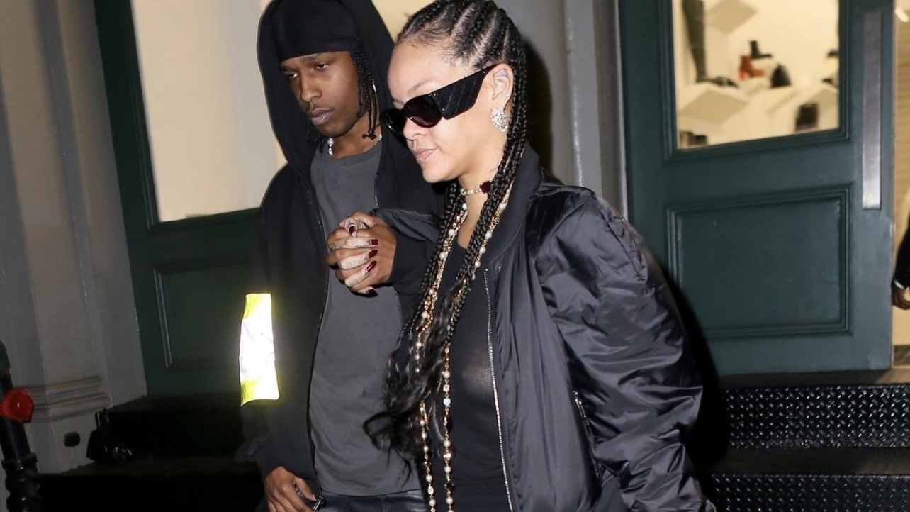 Rihanna in all black leather