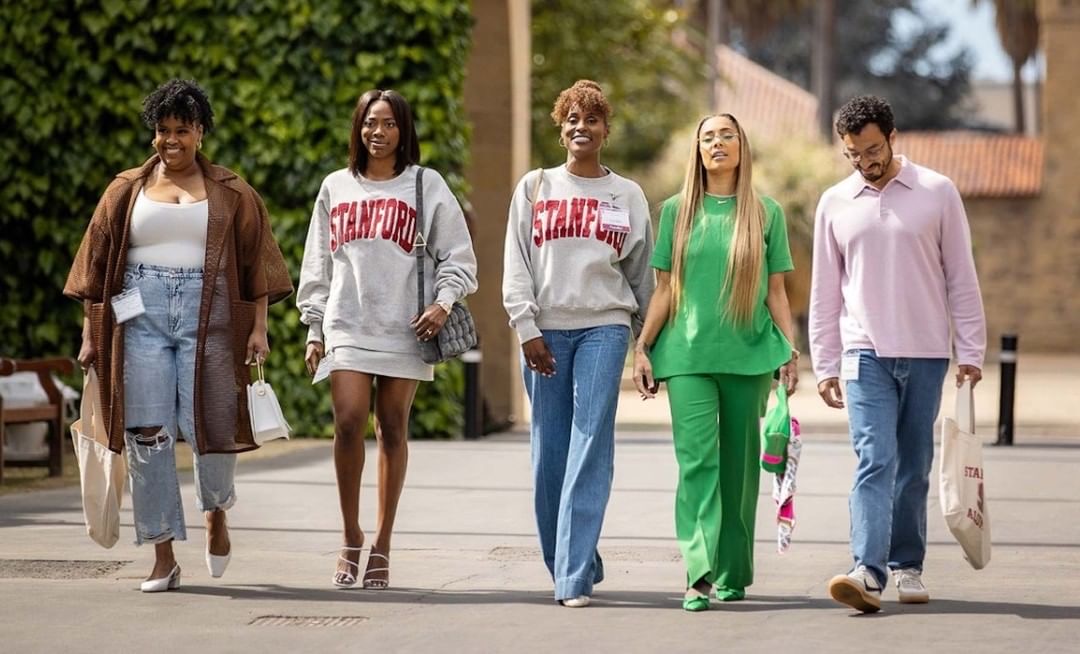 1 Insecure Season 5 Episode 1 Fashion Credits Issa Rae in Plaid Ombre Dries van Noten Amanda Seales in Gucci Pink and Green and Yvonne Orji in Peach Sally LaPointe