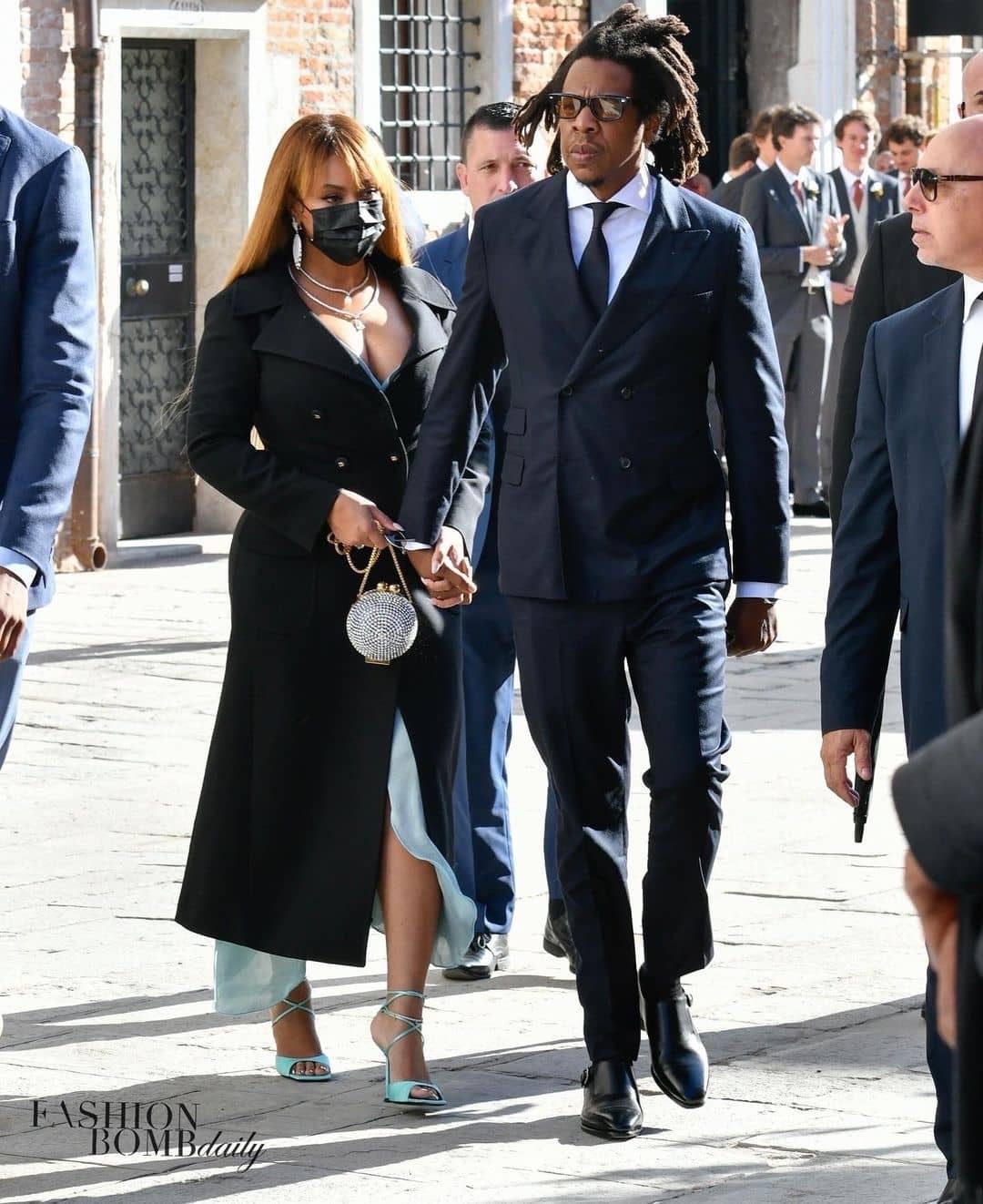 10 Beyonce Wears Mint Green Saint Majavi Dress and Paciotti Lace Up Sandals to Alexandre Arnault and Geraldine Guyot Wedding in Venice