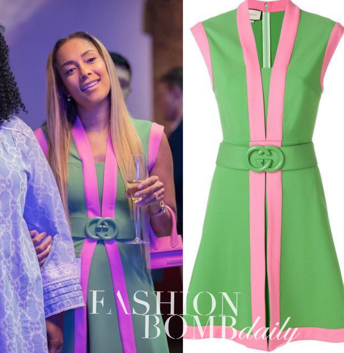 9090 Insecure Season 5 Episode 1 Fashion Credits Issa Rae in Plaid Ombre Dries van Noten Amanda Seales in Gucci Pink and Green and Yvonne Orji in Peach Sally LaPointe