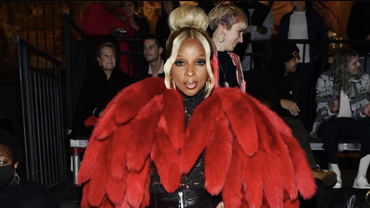 Ghost Fashion: Mary J Blige's Chloe Shearling Coat + Cane aka